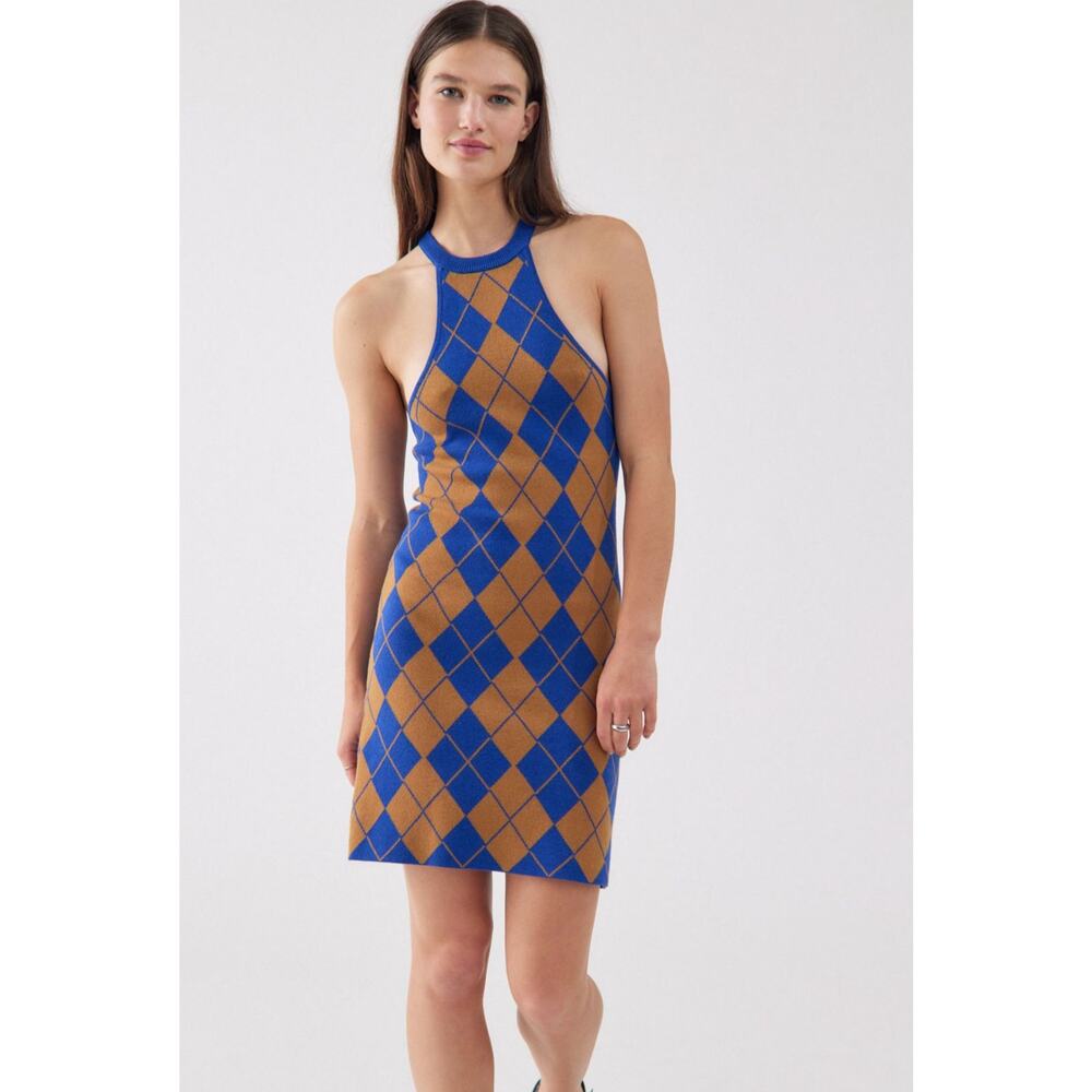 Urban Outfitters Charlie Argyle Knit Mini Dress sz XS